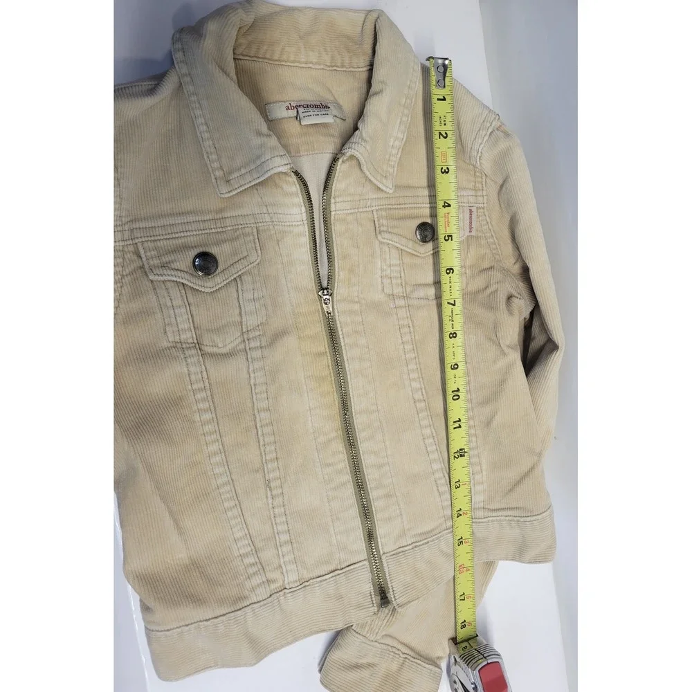Y2K Abercrombie Fitch Corduroy Trucker‎ Jacket Beige Kids Size M